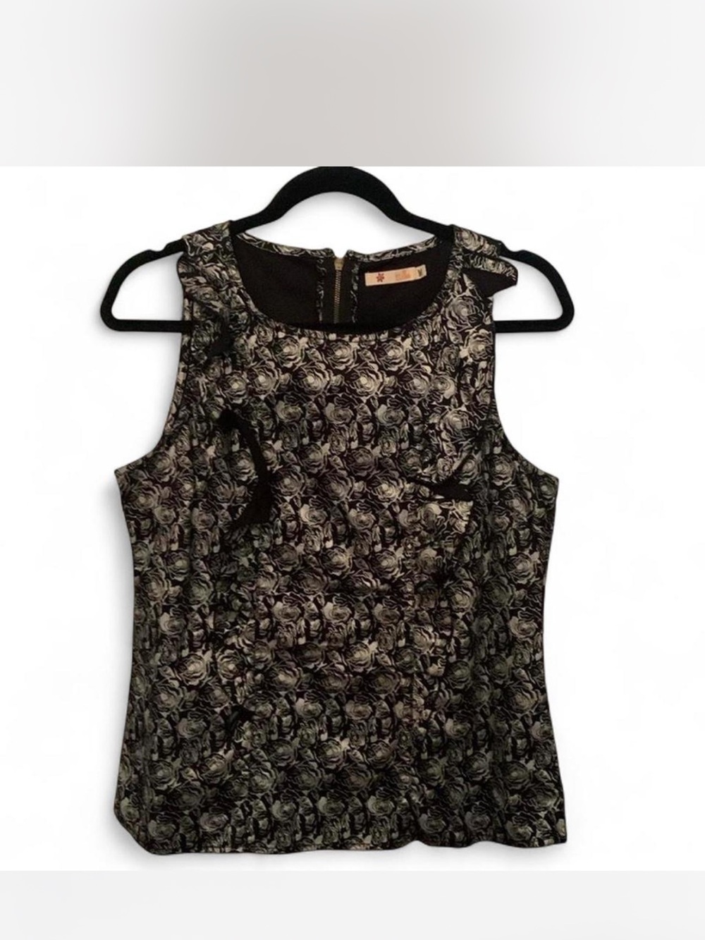 Witchy Goth Tulle Black and Silver Floral Jacquard Sleeveless Camisole size M